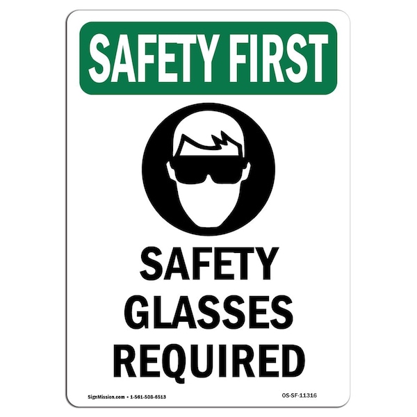 OSHA, Glasses Required, 5in X 3.5in, 10PK, 3.5" W, 5" H, Portrait, PK10, OS-SF-D-35-V-11316-10PK